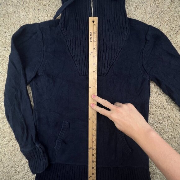 Lauren Ralph Lauren Women’s Sweater Medium Blue Full Zip Cotton Turtleneck Knit - Picture 2 of 16